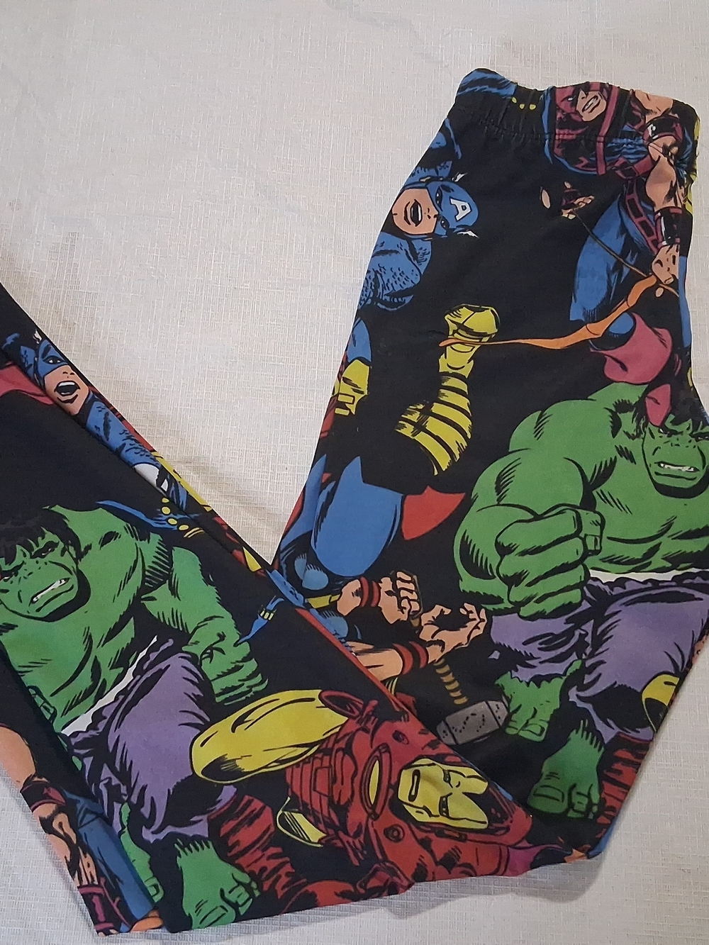 Mighty Fine Marvel Comic Book Charcater All Over Pattern Leggings Size Small